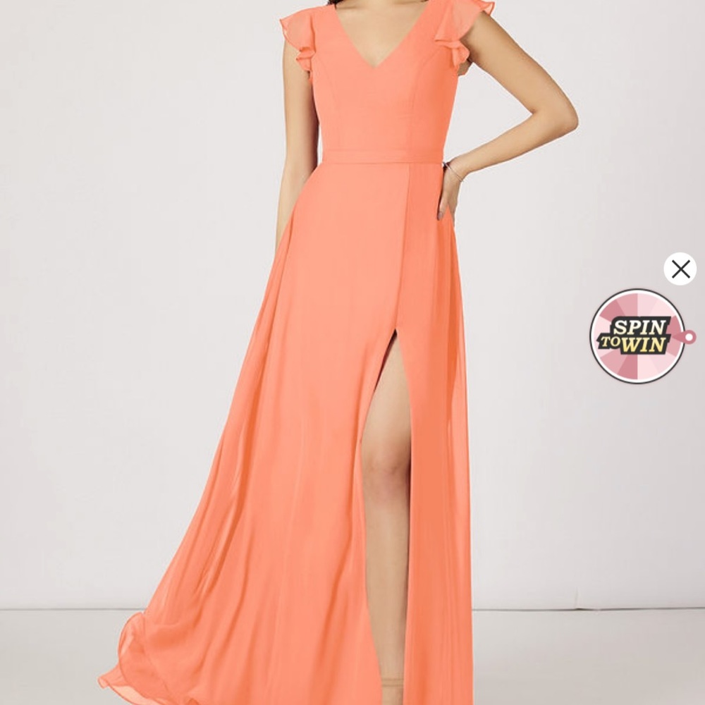 AZAZIE CLAUDINE BRIDESMAID DRESS IN SUNSET ****slit has been closed****